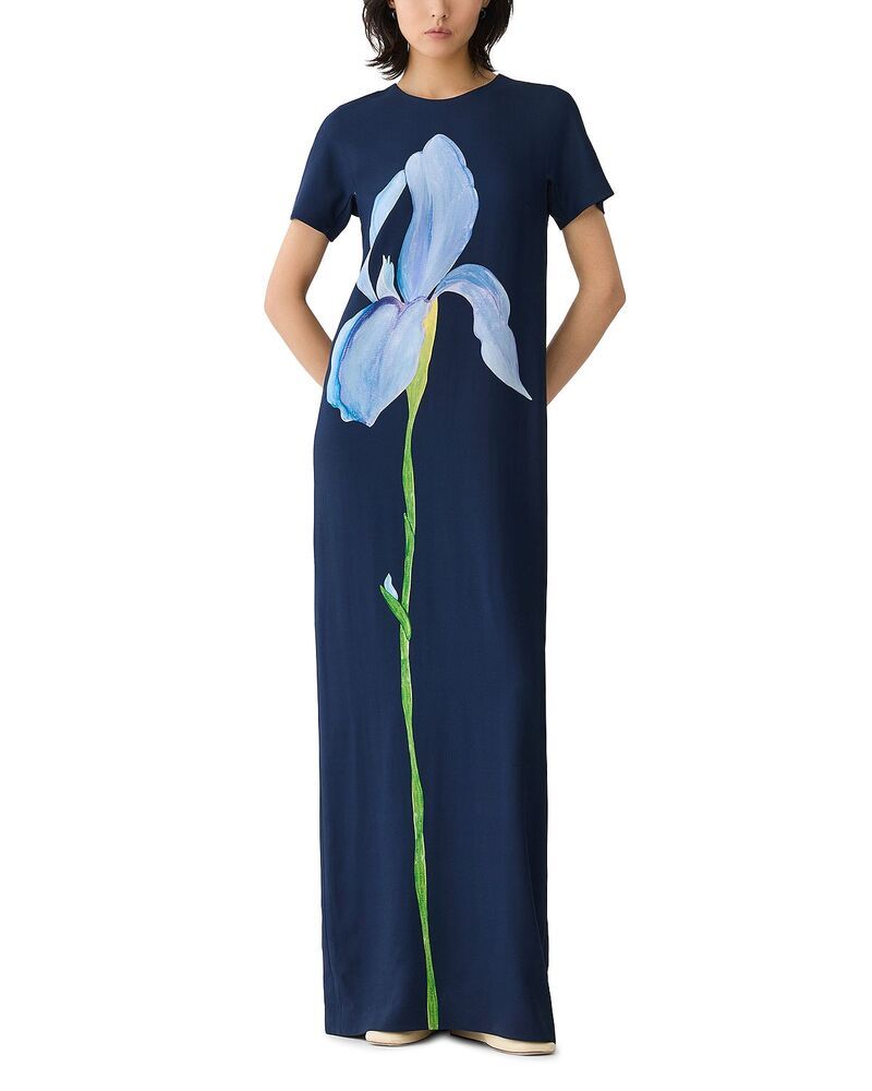 ラファイエットワンフォーエイト レディース トップス ワンピース マキシ Lafayette 148 New York Short Sleeve Maxi Dress Midnight Blue Mu