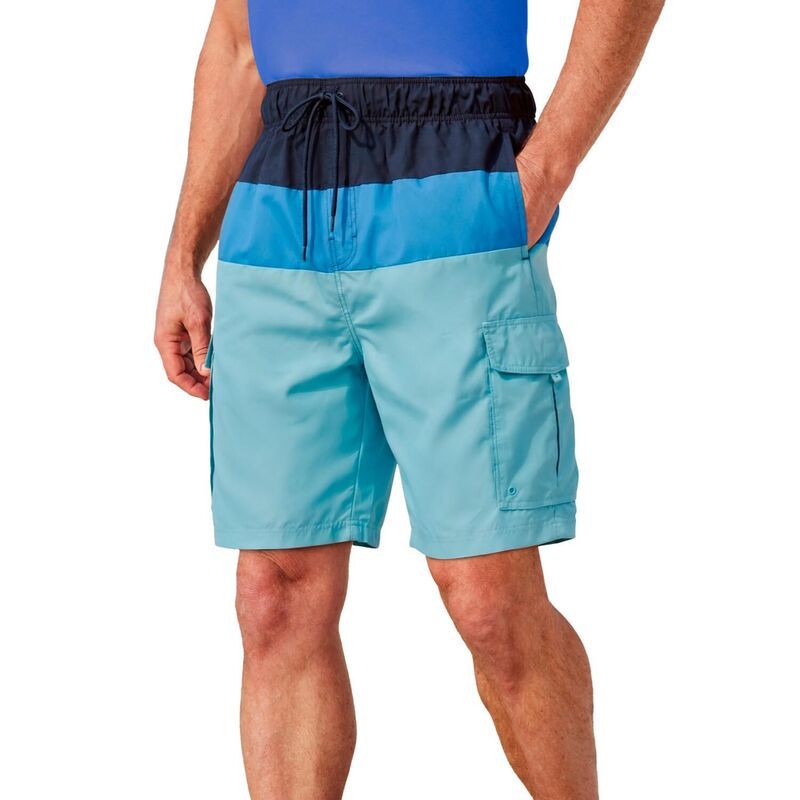 キングサイズ メンズ 水着 ハーフパンツ・ショーツ プリントール KingSize Mens Big Tall 8 Printed Cargo Swim Trunks Blue Aqua Colorb