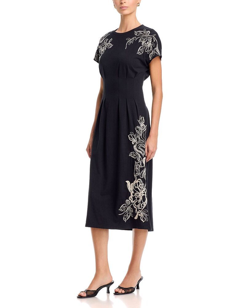 ジョニーワズ レディース トップス ワンピース プリーツ コットン ニット Johnny Was Pleated Waist Cotton Knit Short Sleeve Dress Black 42,480円