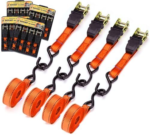 ANAMI 荷締め ラチェットベルト ラッシングベルト 荷締めベルト 荷締機 固定ベルト タイダウンベルト 引越し 運搬用 (16本セット) [並行輸入品]ts