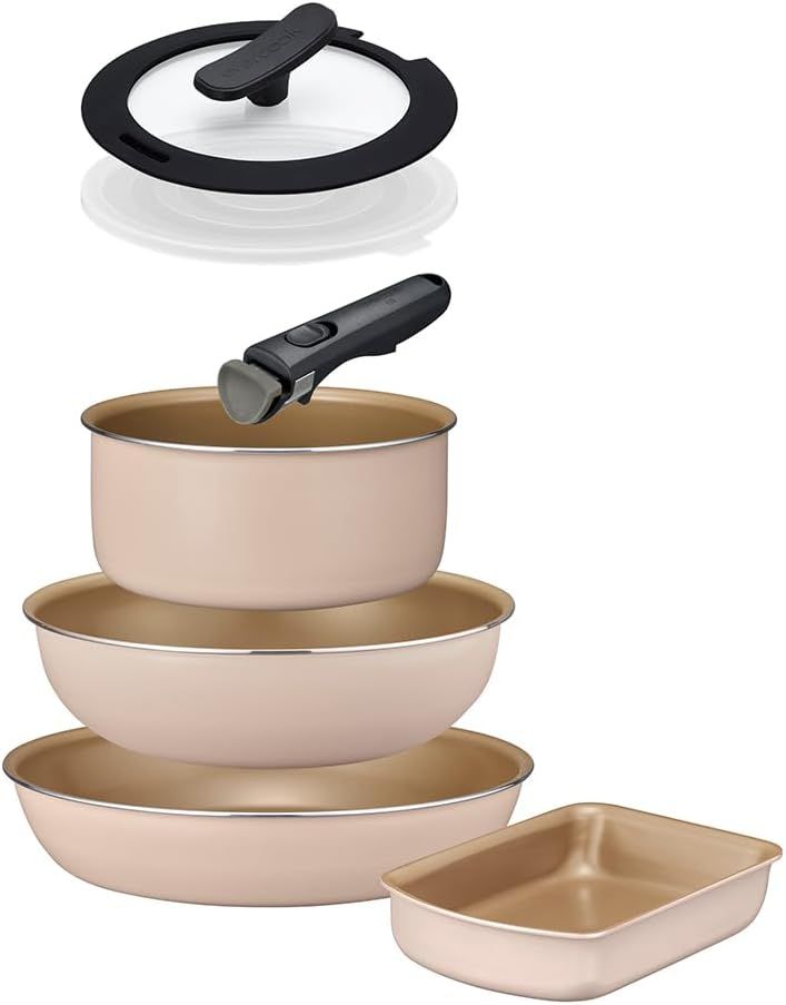 ドウシシャ エバークック フィット フライパンセット 7点 IH対応 ガス火対応 着脱式 アイボリー evercook fit PFOA PFOSフリー 500日保証
