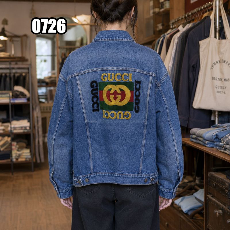M グッチ バックロゴ ウェブ GUCCI グッチ パッチ オーバーサイズ メンズ デニム ジャケット 139,398円