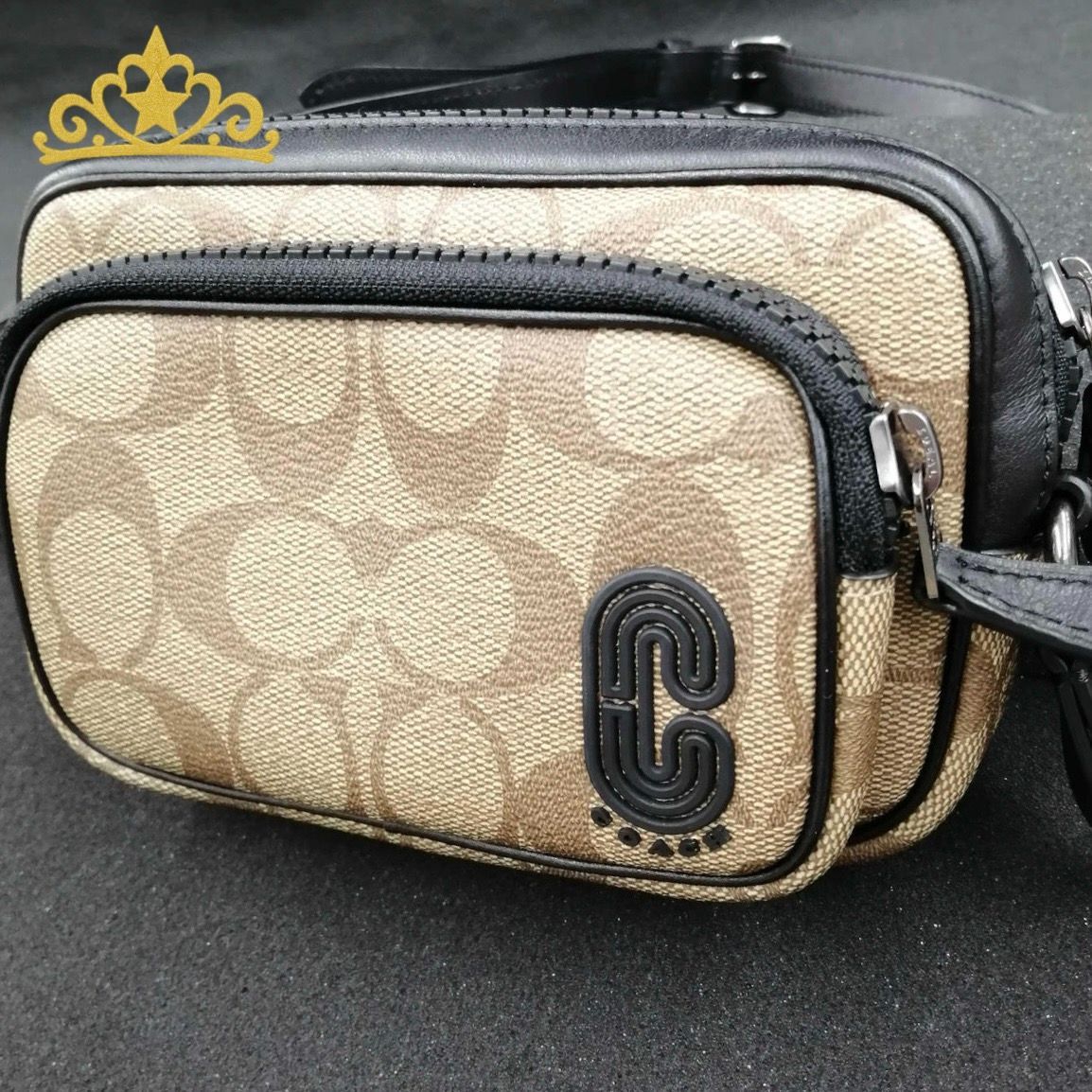 COACH シグネチャー ミニ エッジ ダブル ポーチ クロスボディバッグ 