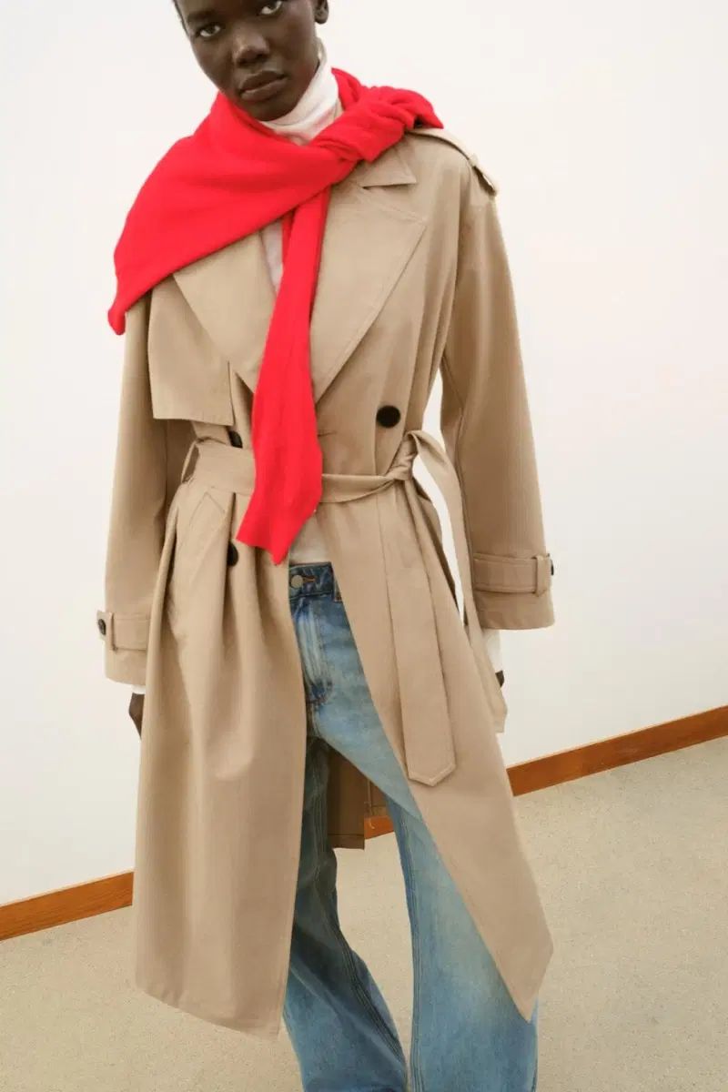 ZARA ザラ ベルト付き ロング トレンチコート 8073/074