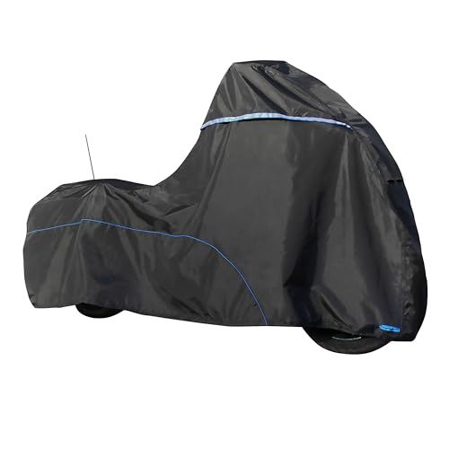 FENRIR 265CM 420D ブラック トバイクカバー バイク カバー 高機能防水 耐熱 湿気対策撥水 UVカット チェーンホール付き アンテナ穴付き 丈夫な厚手生地 盗難 風飛び防止 バイクカバー 車体カバー 適合 ハーレーダビッドソン ツーリングts