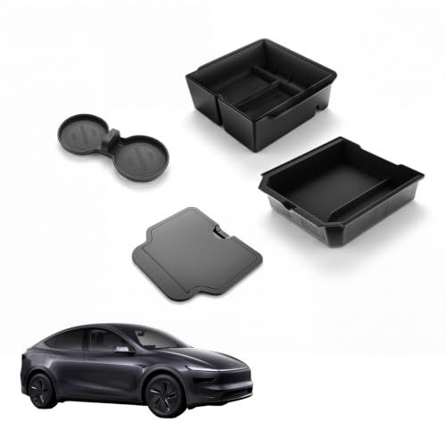 YONZEE センターコンソール収納ボックス 4Pcs 2025-2026 年新型 Tesla Model Y Juniper/Model 3 Highland Model YL 対応 植毛仕様 アームレスト隠し収納トレイ ドリンクホルダーマット 車内小物as 6,401円