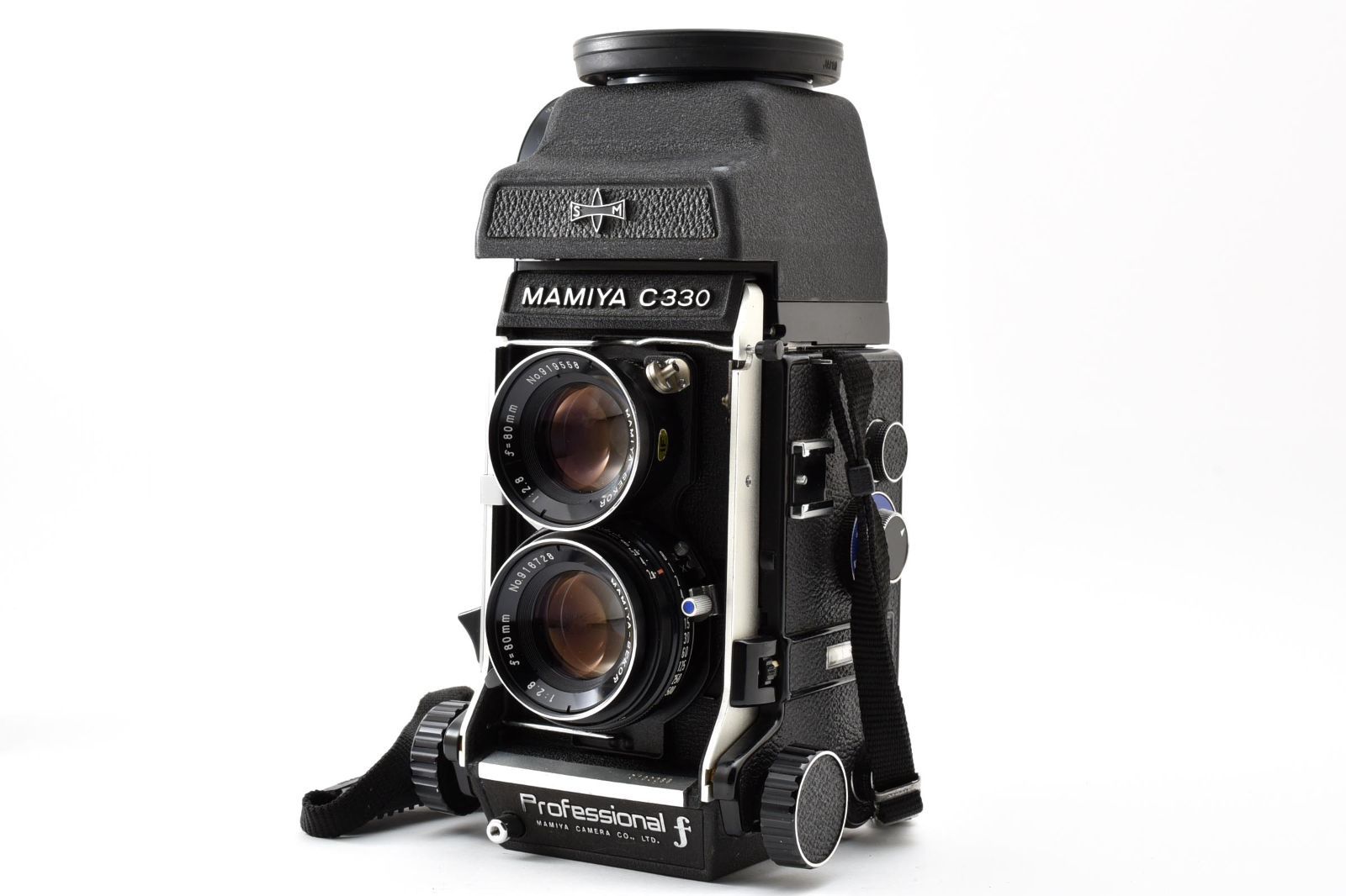 マミヤ　Mamiya C330 Professional F ＋ MAMIYA-SEKOR 1:2.8 80mm ブルードット《動作確認済・ストラップ付》二眼レフ レンズ #A1475