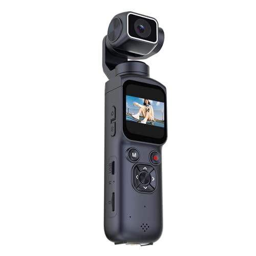 AIMike Action Camera, Pocket Size, 4K, 75 Million Pixels, Single Axis, 330 Degrees, Auto Tracking, Rotating Lens, WIFI Transfer Function, All Pixels, High Speed AF, 1.72 Inches, Touch Operation, 32GB, Micro SD Card Included, Auto Face Tracking, Can Be Sent to a Smartphone, Small Vlog 4812950a