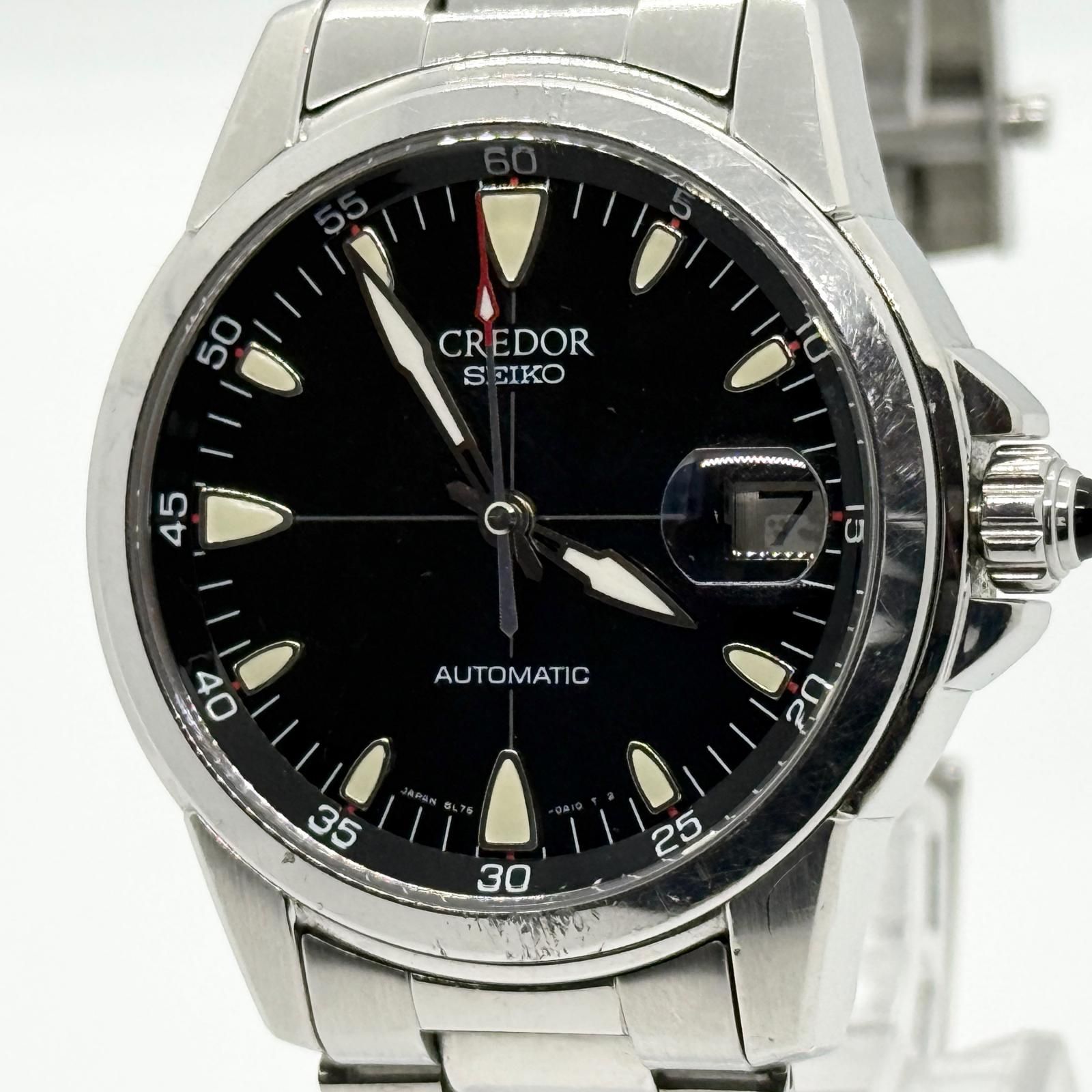 SEIKO セイコー CREDOR クレドール 8L75-0A30 ブラック AT メンズ 腕時計 稼働品