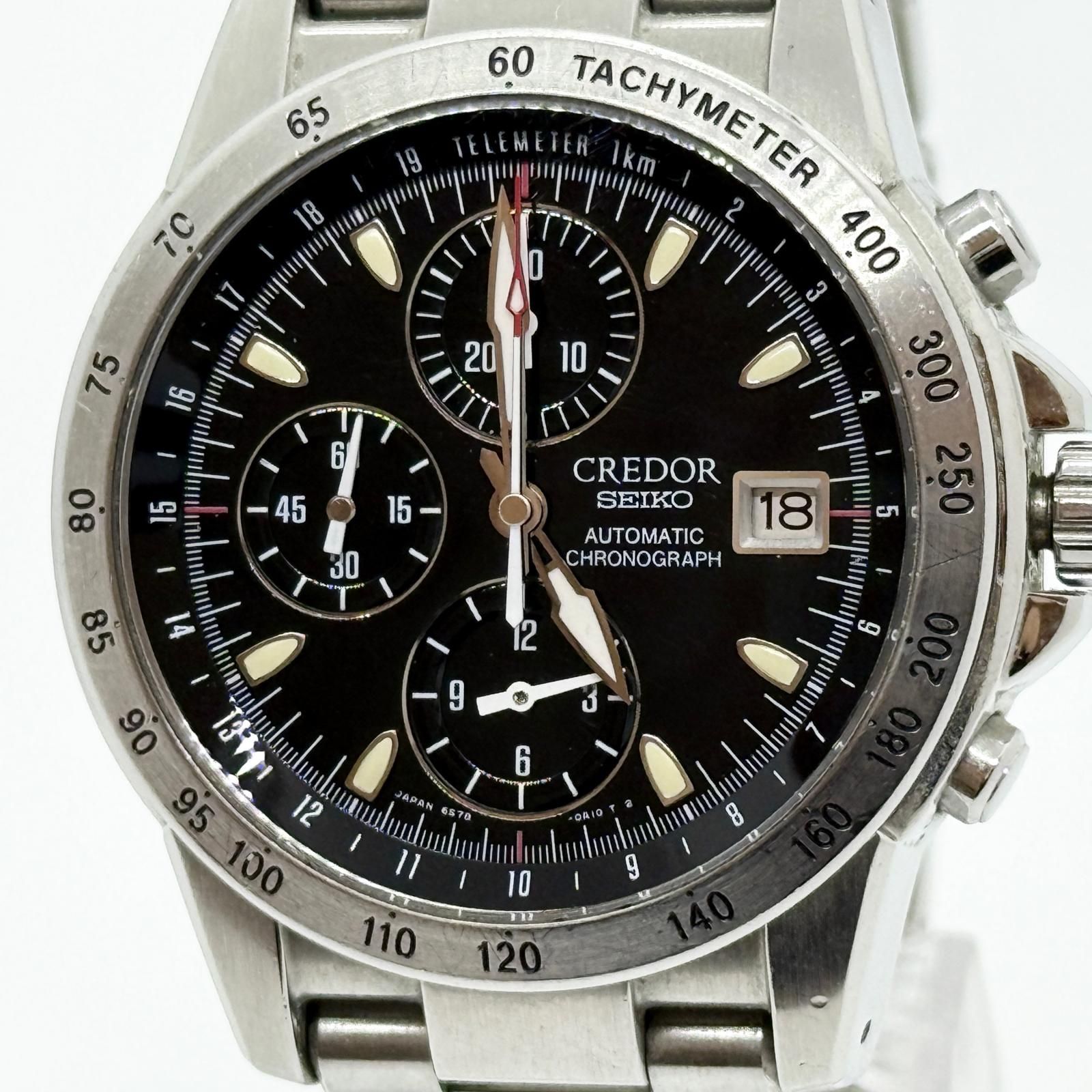 SEIKO セイコー CREDOR クレドール 6S78-0A10 ブラック AT メンズ 腕時計 稼働品 訳あり