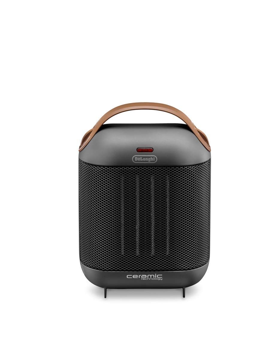 De'Longhi (デロンギ) ファンヒーター カプスーラ HFX30C11-AG セラミックヒーター 足もと・手さき イタリアンデザイン コンパクト 薄型 ハイパワー 送風機能 取り外し可能フィルター [ブラック] デロンギファミリー登録で5年保証★