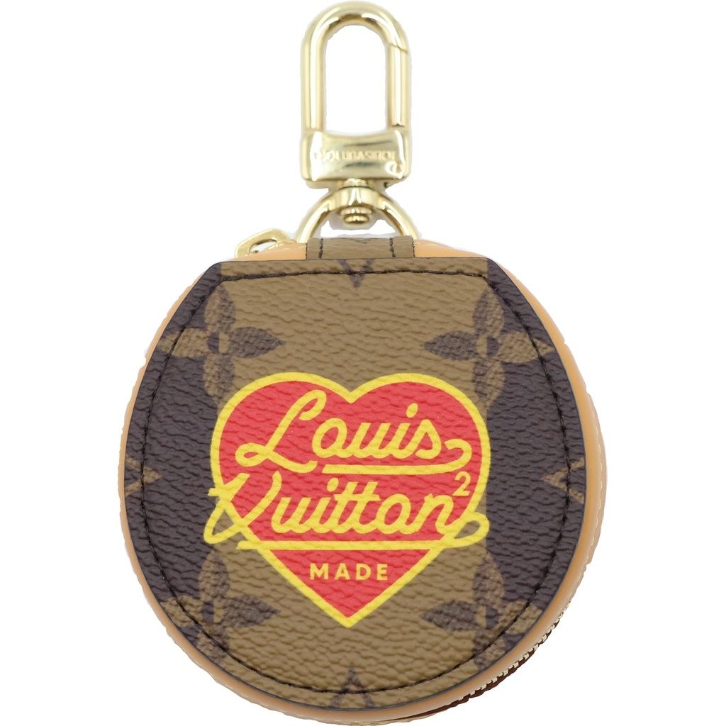 LOUIS VUITTON (ルイヴィトン) ×NIGO エテュイ・イヤホン モノグラム ストライプ ポーチ バッグチャーム ブラウン PVC GI0716 ゴールド金具