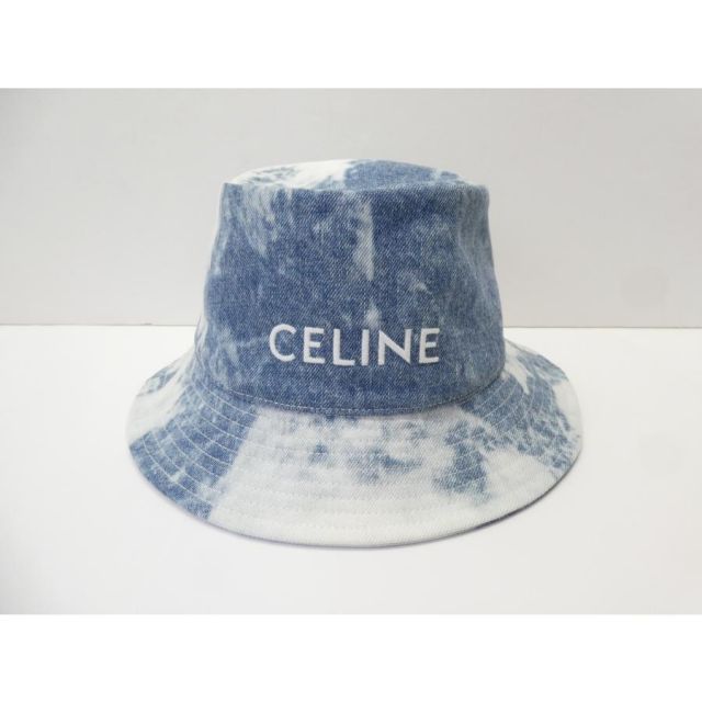 セリーヌ CELINE ブリーチ加工 デニム バケット 2AUO4866M 帽子 △WP3099