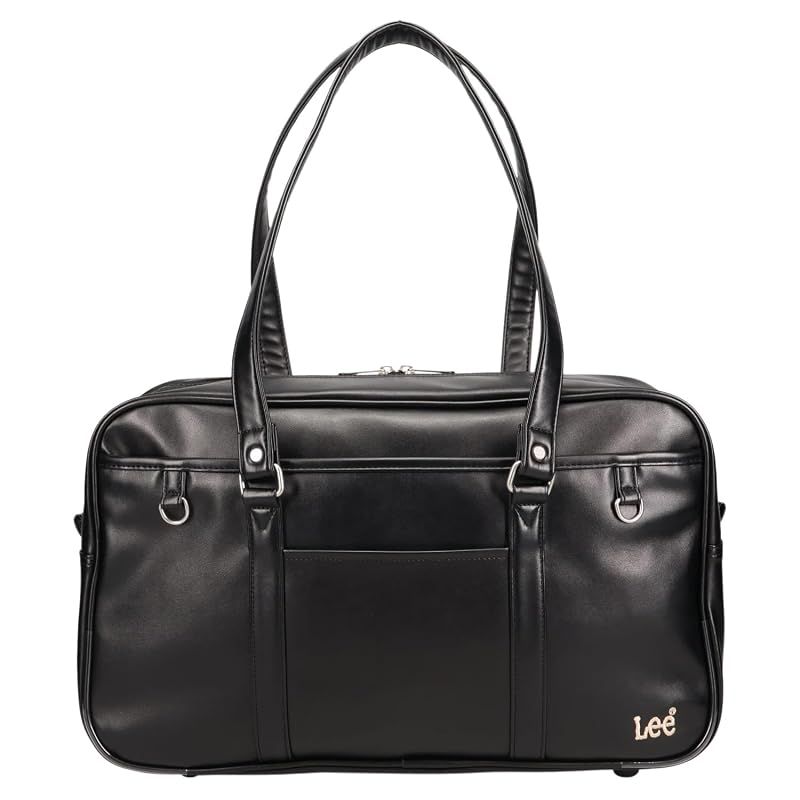 【新品】 [リー] スクールバッグ ボストンバッグ A4 合皮320-4882 スクバ 男女兼用 通勤 通学 部活 放課後 お祝い シンプル 肩掛け (【78】 ブラック/ベージュ) 1