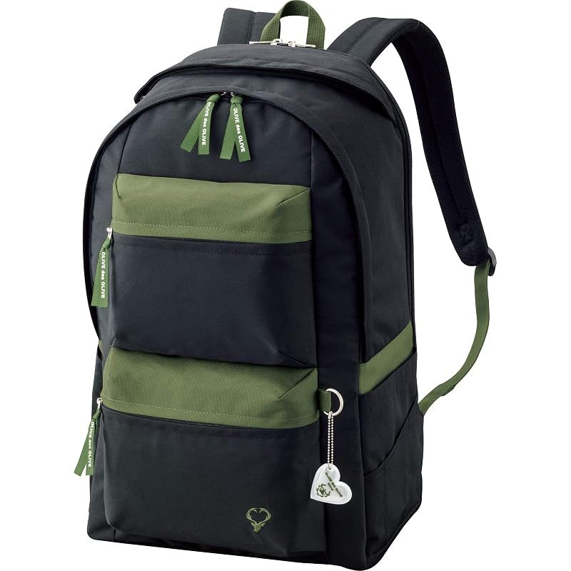 【新品】 [オリーブ デ オリーブ スクール] 田鍋梨々花さんコラボ ポケットいっぱいデイパック 30L 通学用 ガールズ 黒×グリーン 2K30033