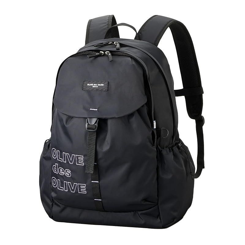 【新品】 [オリーブ デ オリーブ スクール] ロゴプリントキルティングリュック 2K30051-65 黒×紫 30L