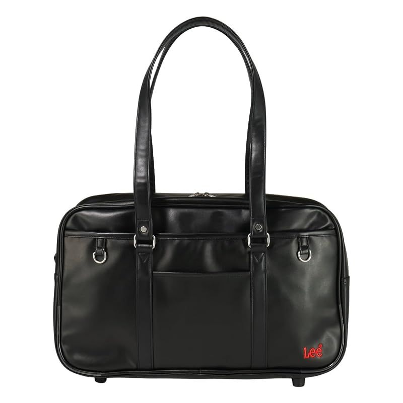 【新品】 [リー] スクールバッグ ボストンバッグ A4 合皮320-4882 スクバ 男女兼用 通勤 通学 部活 放課後 お祝い シンプル 肩掛け (【14】 ブラック/レッド) 1