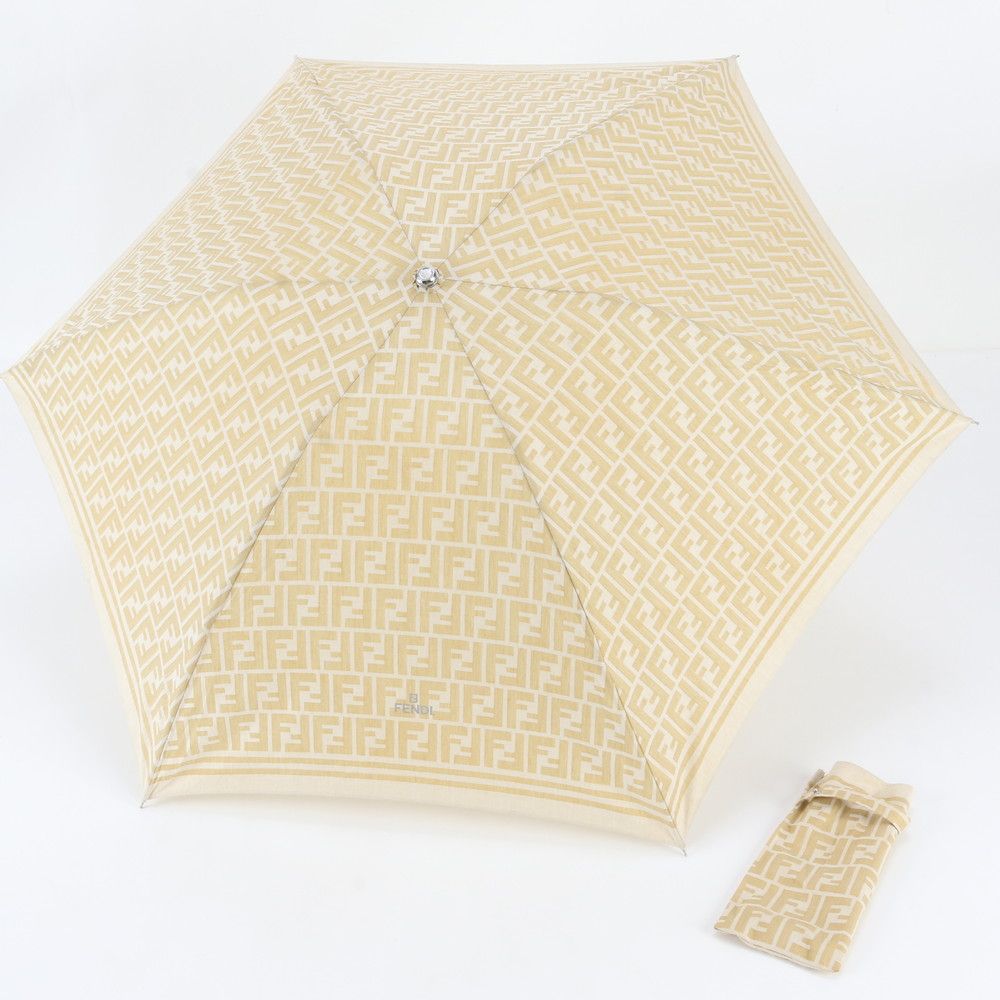 極美品 フェンディ ズッカ 折り畳み傘 雨傘 UVカット アンブレラ 雨具 傘 ブランド レディース UCM EO20-9【中古】