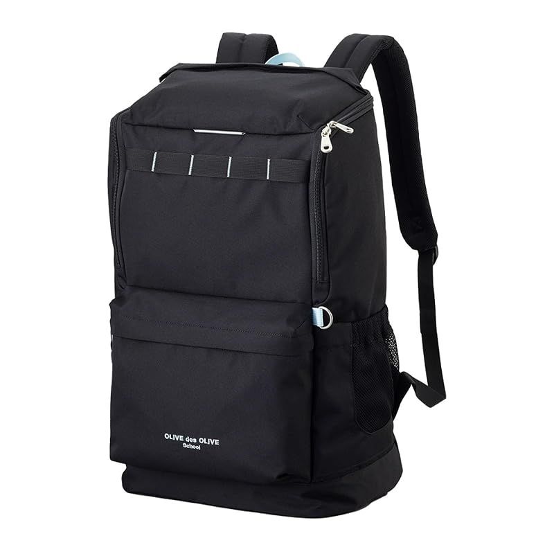 【新品】 [オリーブ デ オリーブ スクール] ロゴプリント入りリュック 2K30049-70 黒×サックス 30L