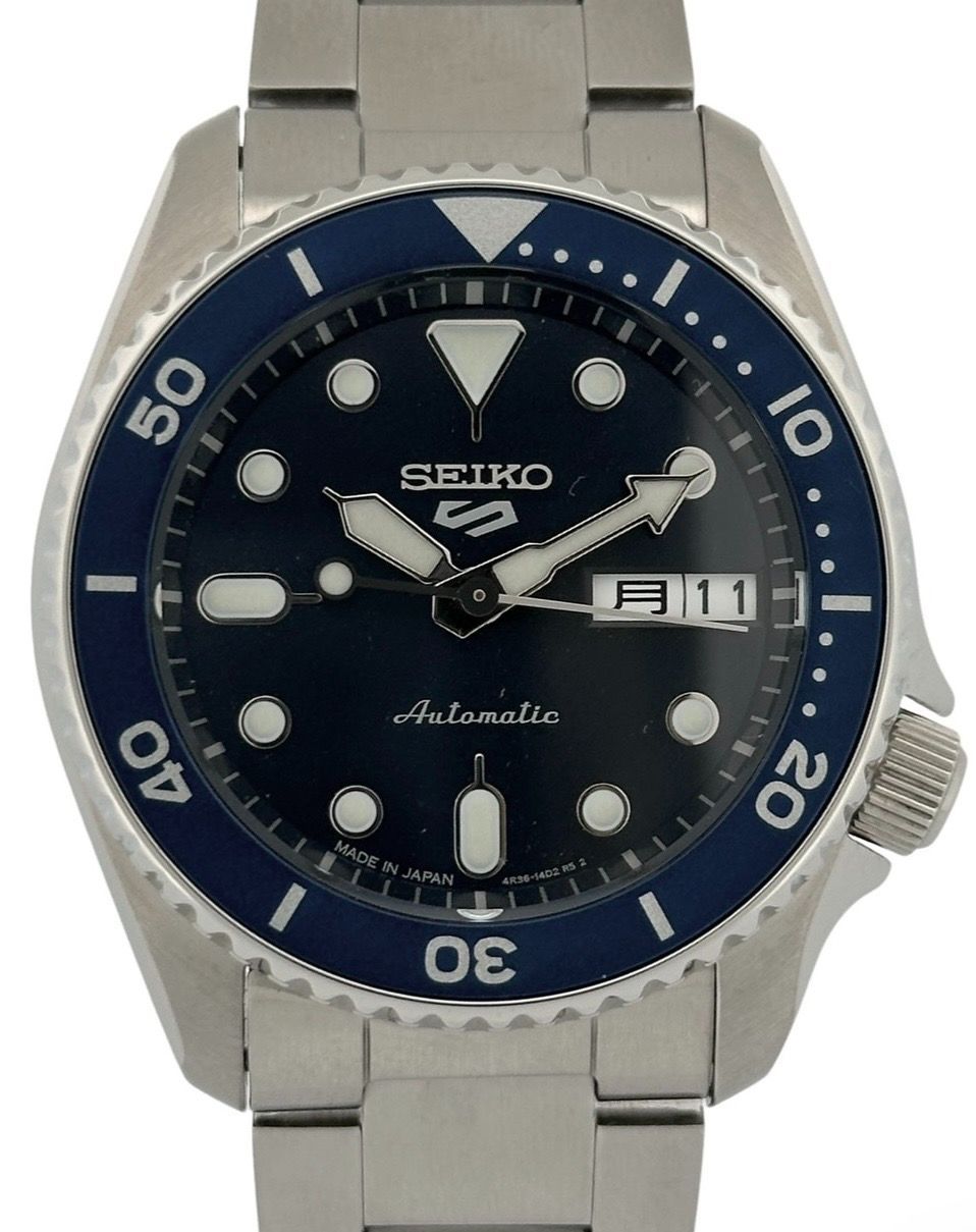 【美品】SEIKO セイコー 5スポーツ 4R36-14B0 自動巻き デイデイト メンズ 腕時計