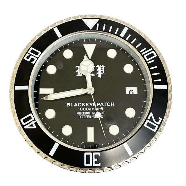 ブラックアイパッチ THE BLACK EYE PATCH OE DIAL WALL CLOCK オーイー ダイアル ウォール クロック 壁掛け 時計 ブラック シルバー ブランド古着ベクトル 中古▲■260819
