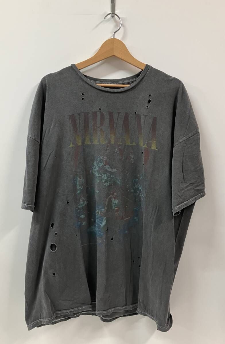 NIRVANA ニルヴァーナ 半袖Tシャツ ダメージ加工 Tシャツ 2021 MTV UNPLUGGED グレー