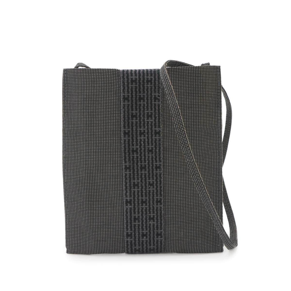 新品同様 エルメス HERMES エールライン ポシェット ショルダー バッグ キャンバス グレー Herline Pochette 90335536