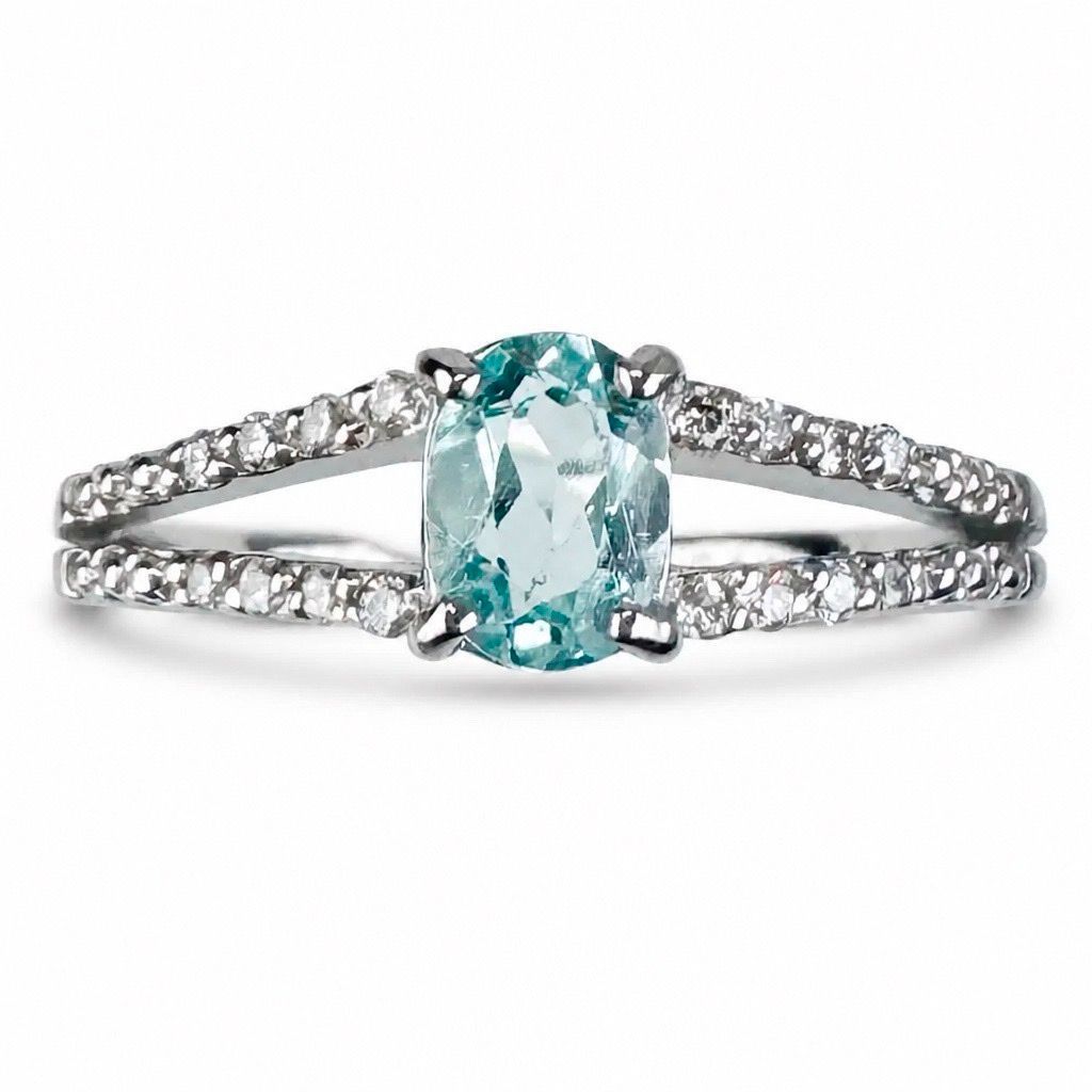 [Used] Paraiba tourmaline 0.40ct D0.0.08ct Pt900 ring