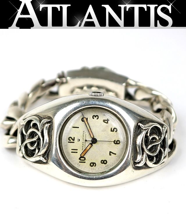 CHROME HEARTS 銀座店 クロムハーツ オールド フローラル クラシックリンク ウォッチケース ロレックス スピードキング 腕時計メンズ SV925 104213