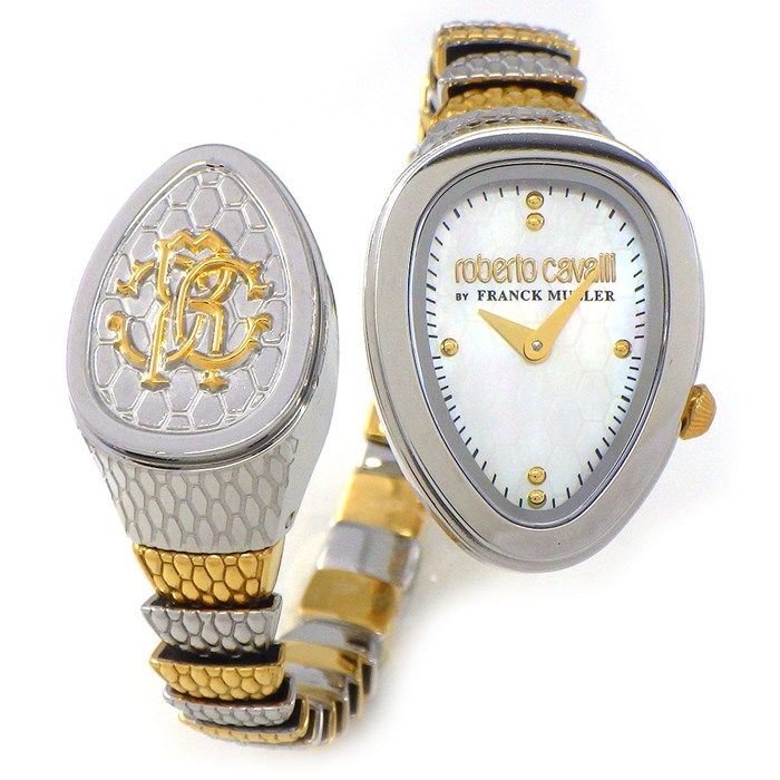 ロベルト・カヴァリ バイ フランクミュラー Roberto Cavalli by FRANCK MULLER 腕時計 バングルウォッチ RV1L081M0061 スネーク ホワイト文字盤 GP SS クオーツアナログ 【中古】