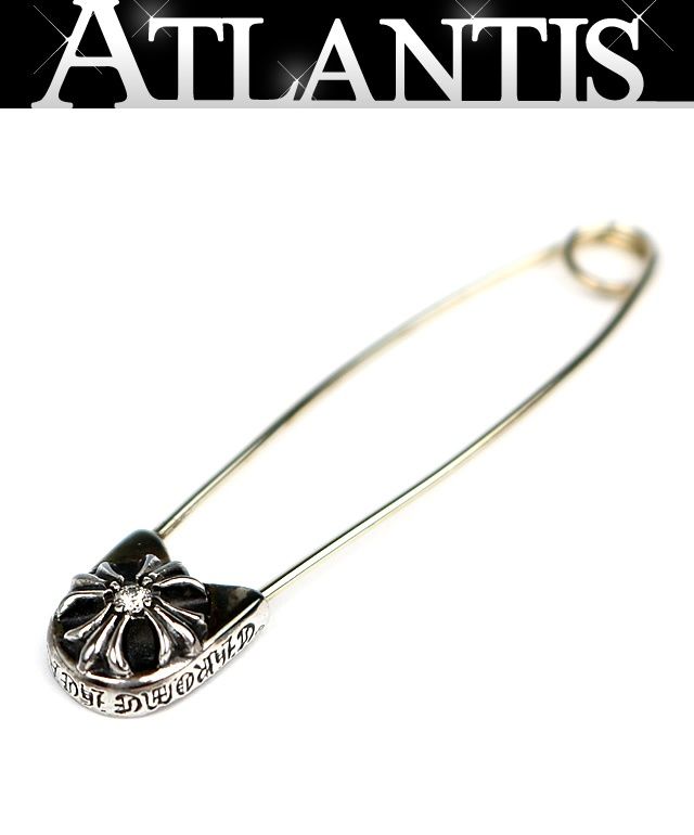 CHROME HEARTS 銀座店 クロムハーツ セーフティピン ラージ 1Pダイヤ チャーム ネックレス トップ メンズ シルバー SV925 104226