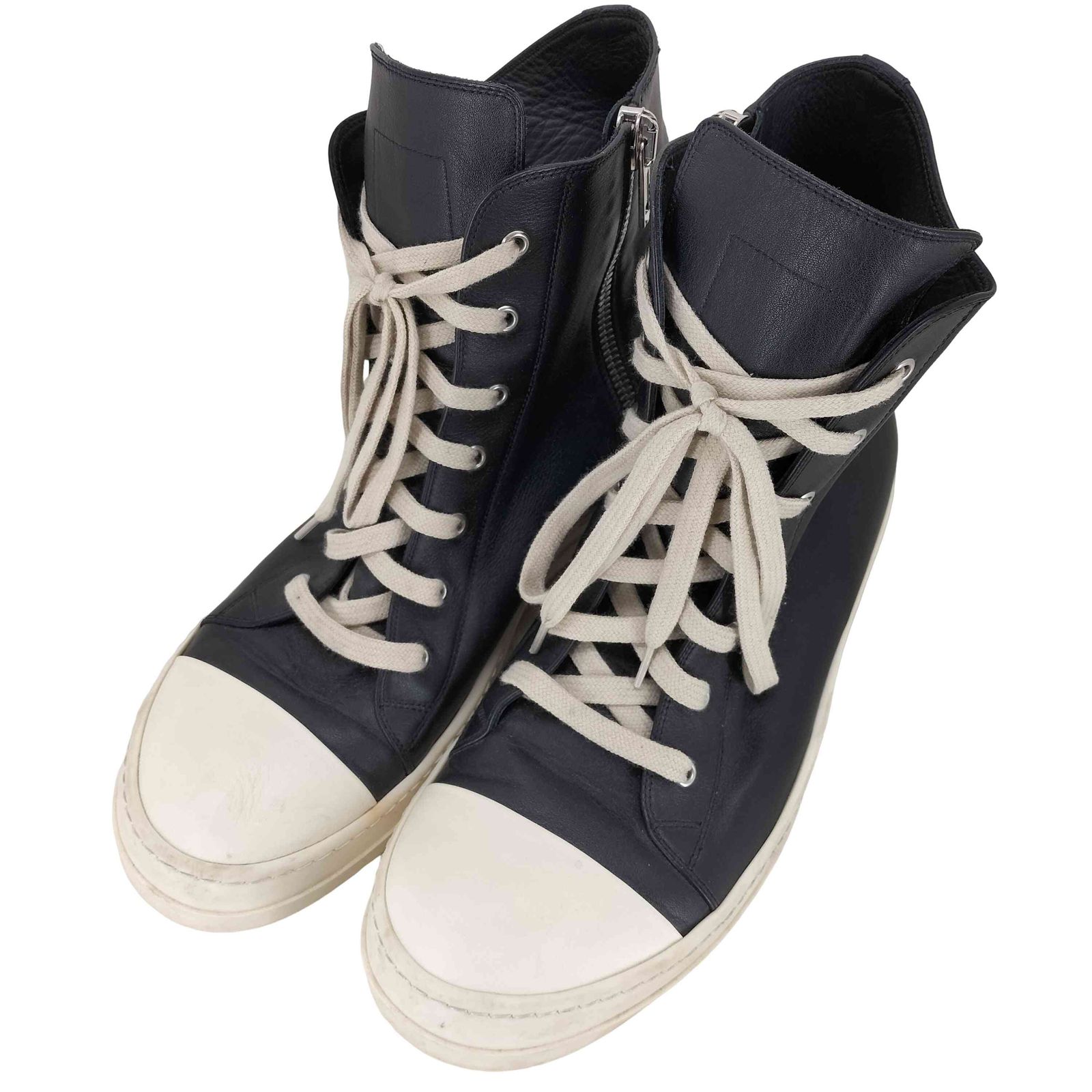 Rick Owens Rick Owens Ramones Sneaks Ramones Sneaks Leather High Top Sneakers Mens 44