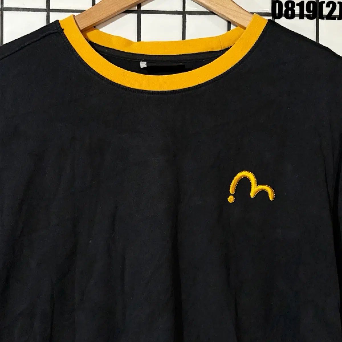 EVISU エヴィス 長袖Tシャツ ブラック イェロー バイカラー XL 0819