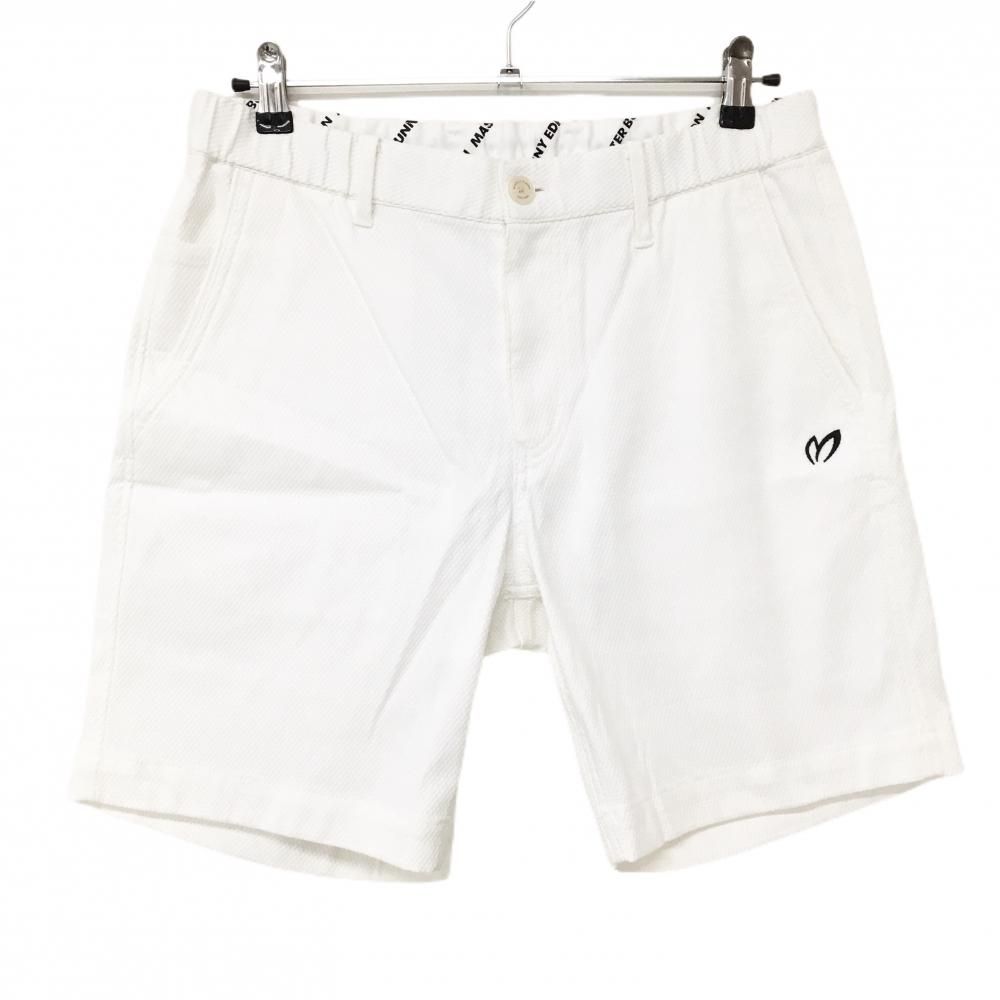【超美品】マスターバニー ハーフパンツ 白 ウエストゴム＆調節紐 ロゴ黒 メンズ 5(L) ゴルフウェア 2026年モデル MASTER BUNNY EDITION
