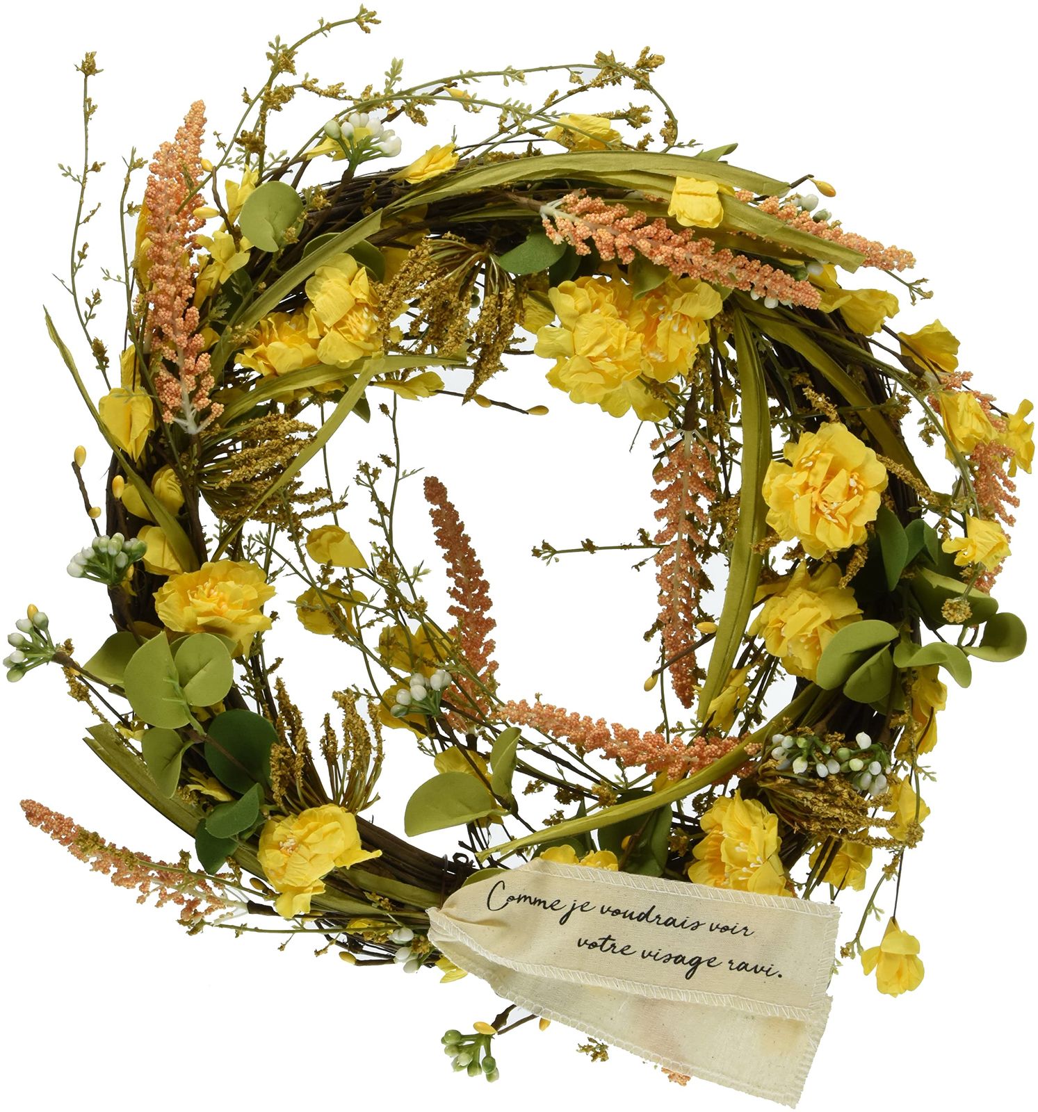 ヘッズ リース 直径約37×10cm イエロー 1個 ナチュラルリース フルリール 造花 HEADS ZAR-NW3