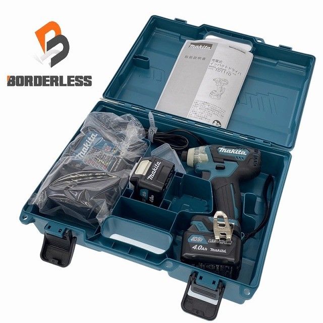 ☆未使用品☆makita マキタ 10.8V 充電式インパクトドライバー TD111DSMX 青 バッテリ2個(10.8V4.0Ah) 充電器 ケース付 コードレス134574