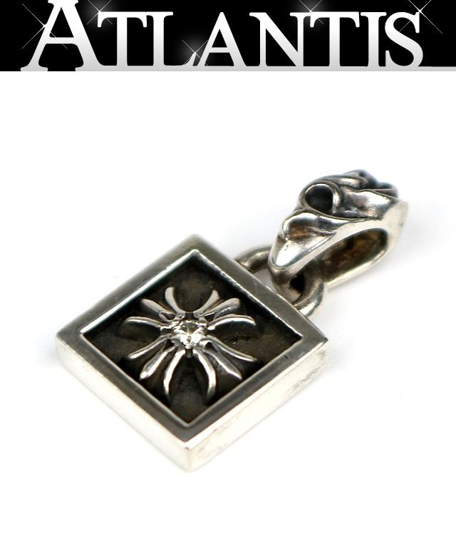 CHROME HEARTS 銀座店 クロムハーツ フレームド CHプラス チャーム 1P ダイヤ ペンダント メンズ シルバー SV925 104225