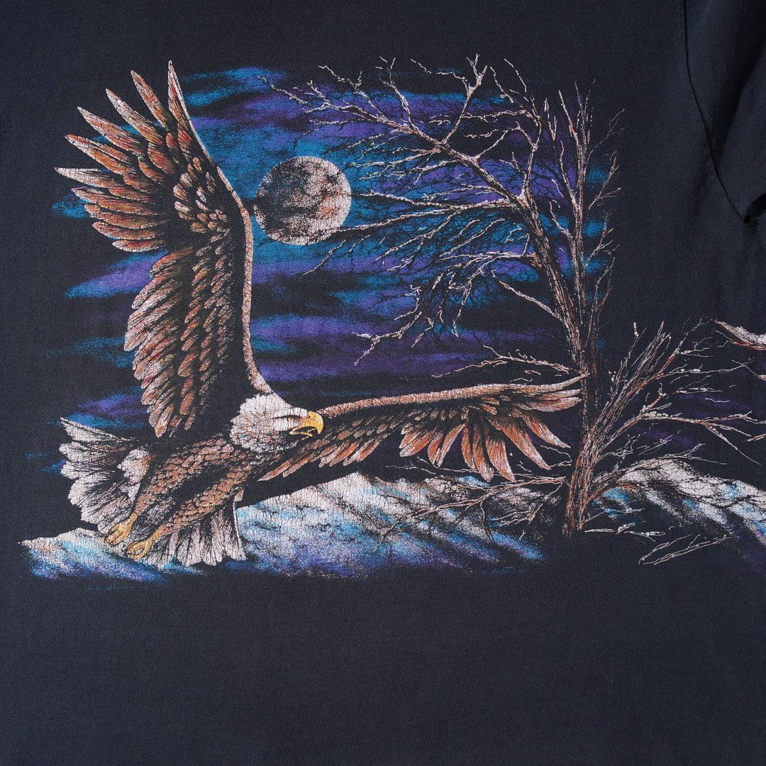 90s USA製 ヴィンテージ イーグル アニマル Tシャツ L フェード