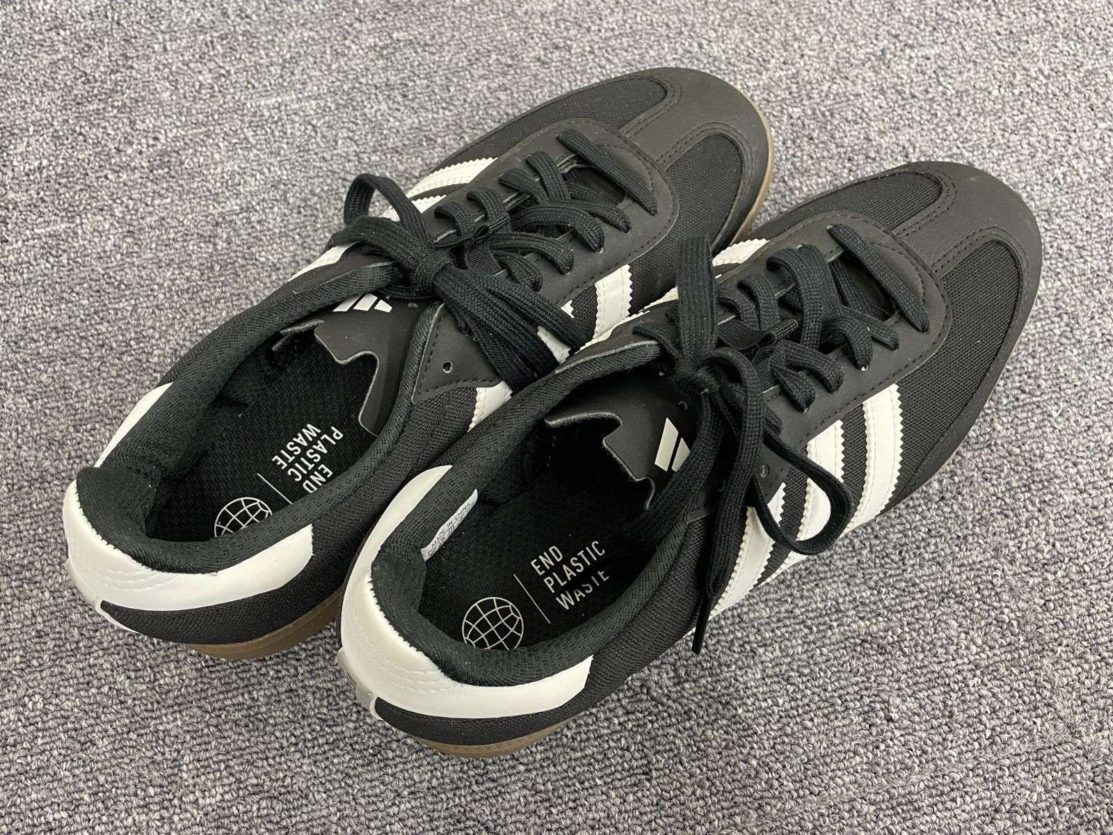 ・【美品】adidas/アディダス VELOSAMBA(ヴェロサンバ) 27cm サイクリング用スニーカー ブラック SHIMANO SM-SH66 クリート付き【A4/H013】