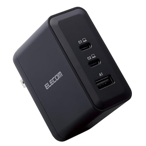 エレコム 充電器 100W 3ポート USB PD対応 急速充電器 3台同時充電 折りたたみ式プラグ PSE技術基準適合 ブラック ACDC-PD65100BKts