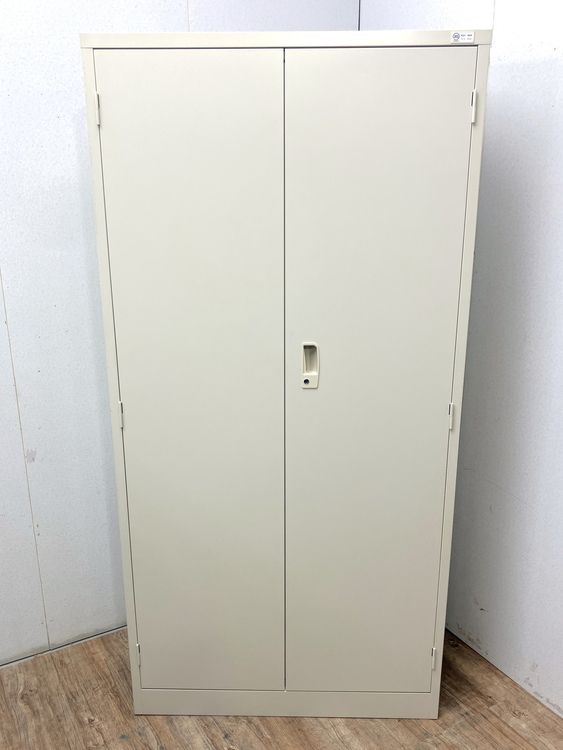 生興 両開き書庫 スチール書庫 鍵付き 幅880 奥行380 高さ1790 オフィス 収納棚 扉付 可動棚 書類保管庫 収納 ニューグレー 中古品