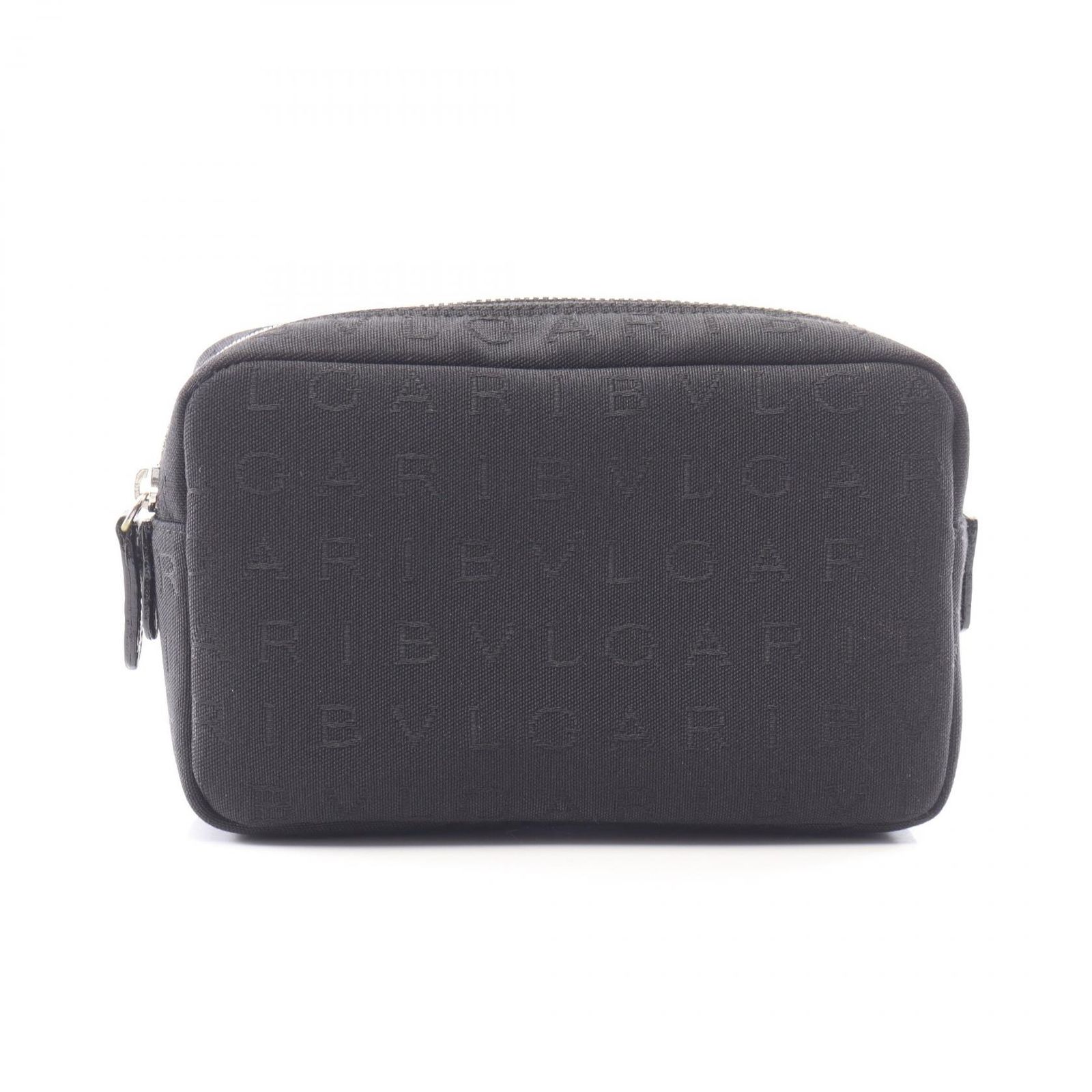 ブルガリ BVLGARI ポーチ ロゴマニア ブラック キャンバス レザー ロゴマニア ミニ ポーチ レディース Used A