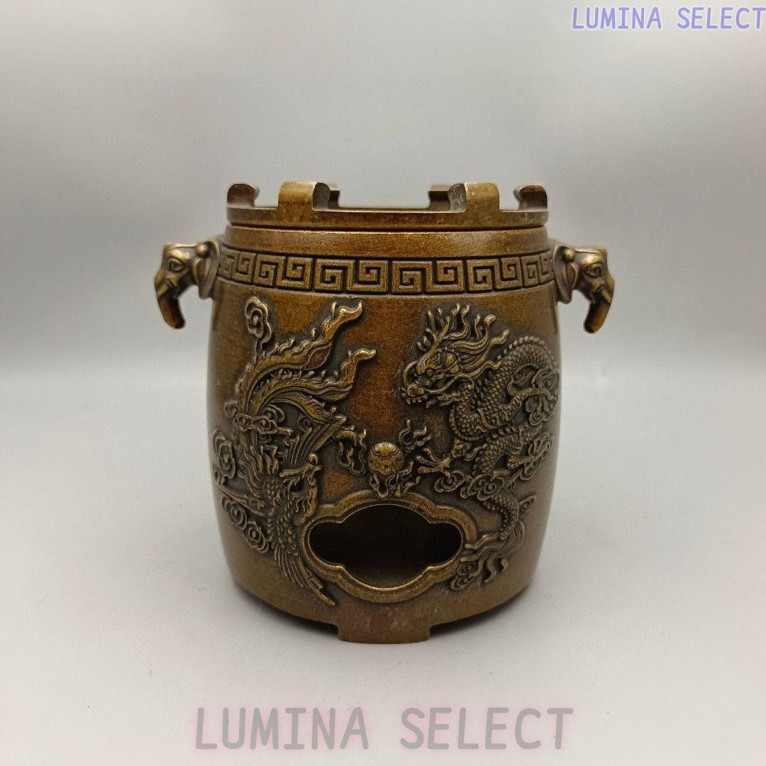 銅器 煮茶炉 温酒炉 風炉 茶道煮茶器 銅炉 装飾品 置物 zw819