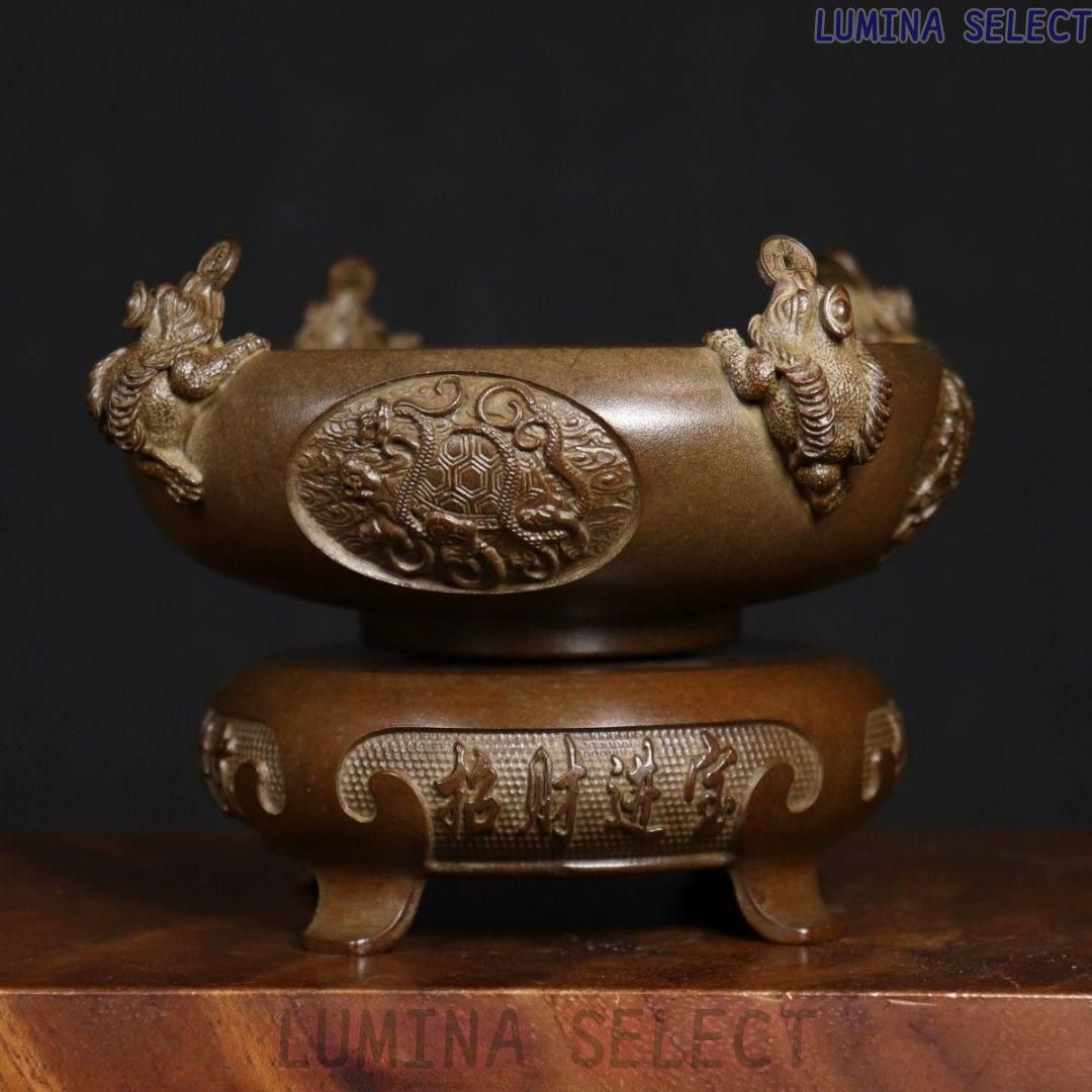 銅器 香炉 四神獣四方来財聚宝盆香炉 仏堂供養炉 装飾品 工芸品 置物 銅器 香炉 四神獣四方来財聚宝盆香炉 仏堂供養炉 装飾品 工芸品 置物