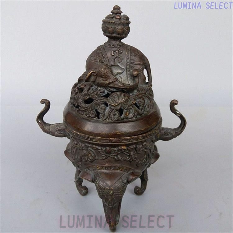 銅器 香炉 吉祥象薫香炉 仏堂香具茶台 置物 装飾品 工芸品 zw819