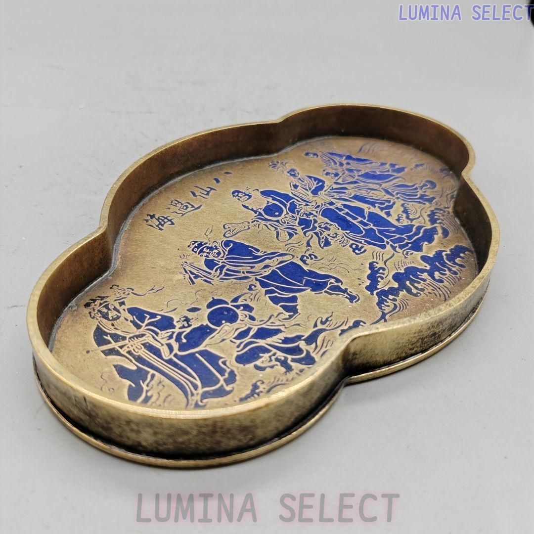 銅製 八仙過海盆 茶盤 乾泡台 茶道具 装飾品 現代工芸品 美術品 置物