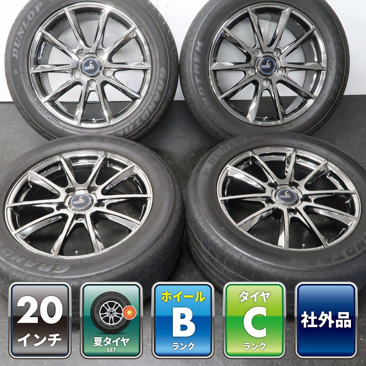 ランクル 200 LX 等 4本 Delmore LX.L 20インチ 8.5J +55 5H 150 ラジアル DUNLOP GRANDTREK PT2A 285/50R20 タイヤおまけ 0132-26-0153 ①