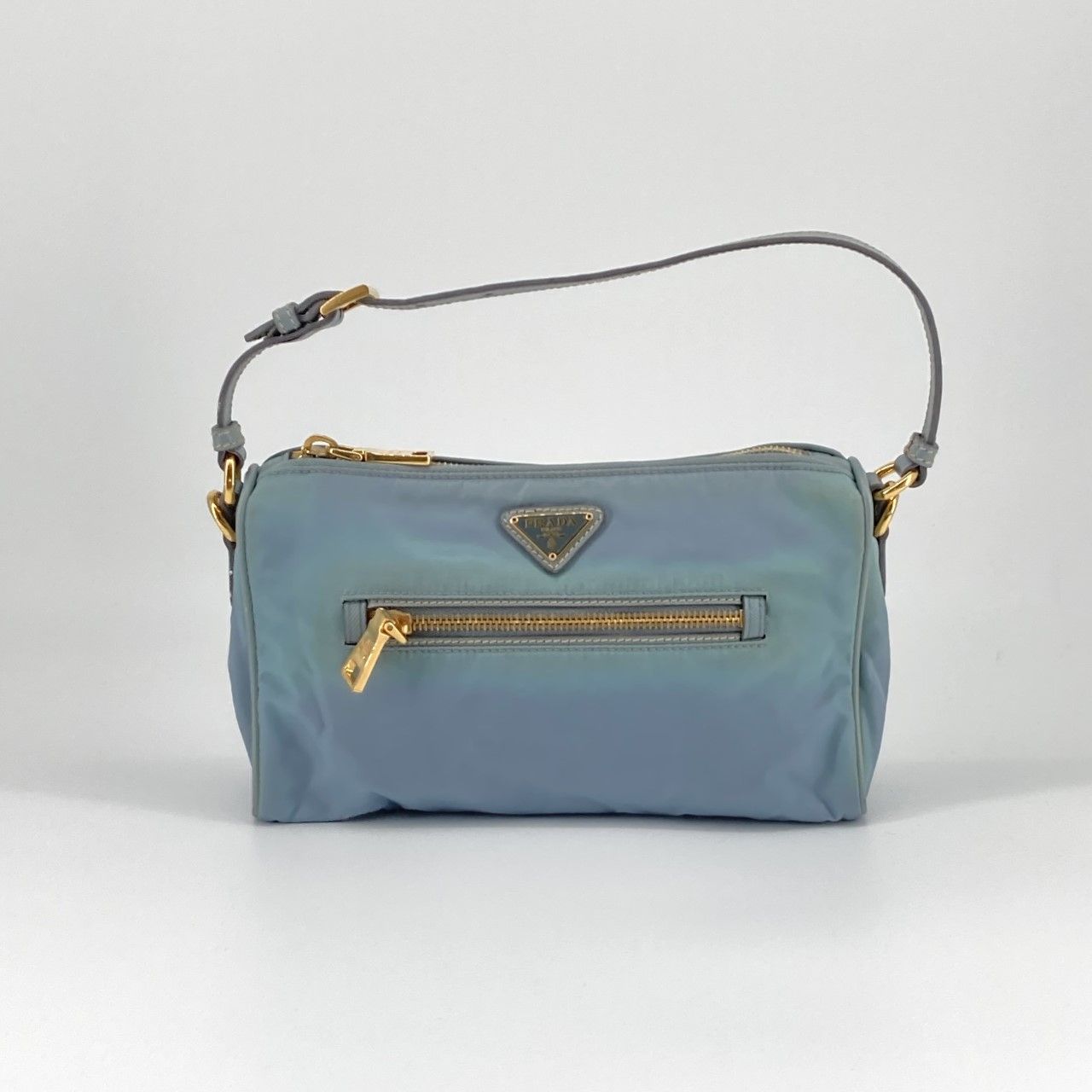 PRADA（プラダ） テスート トライアングルロゴ BN1834 アクセサリーポーチ ライトブルー