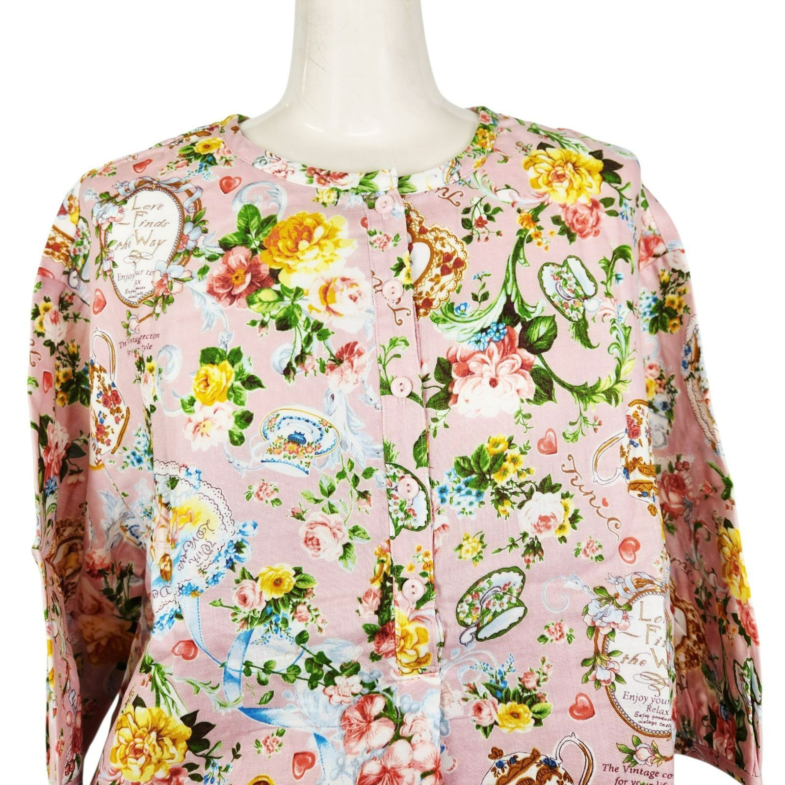 鴨居羊子パジャマ　新新品未使用‼️TUNIC　7分袖パジャマ　ダブルガーゼ・ティータイムレディ　ピンク色　日本製　26103 11,692円