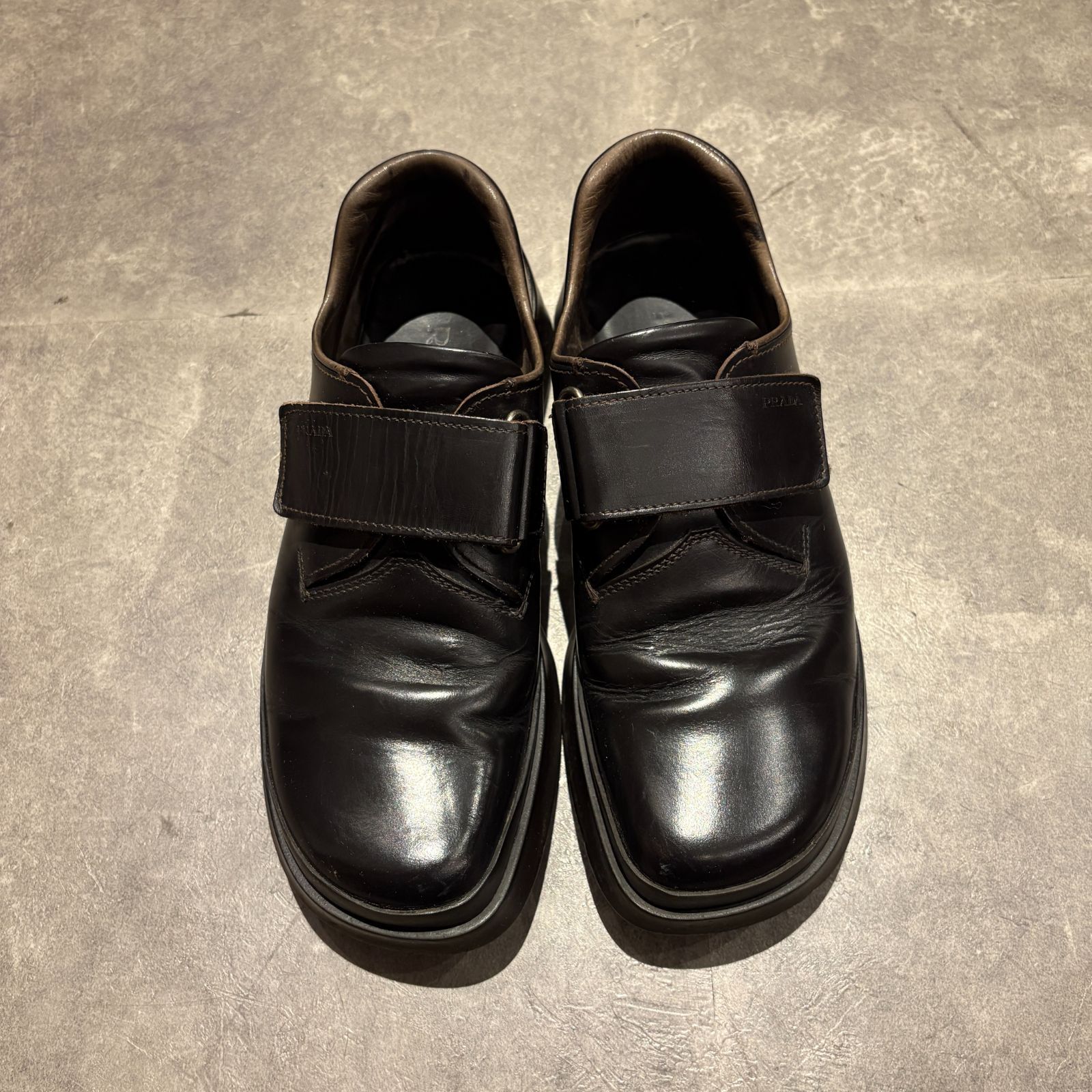 PRADA (プラダ) スクエアトゥ レザーシューズ 6 1/2